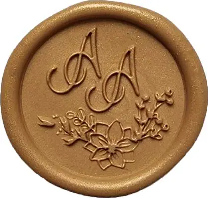 pieczęć z monogramem wianek na zaproszenia ślubne. Wzór z delikatnym wiankiem kwiatowym