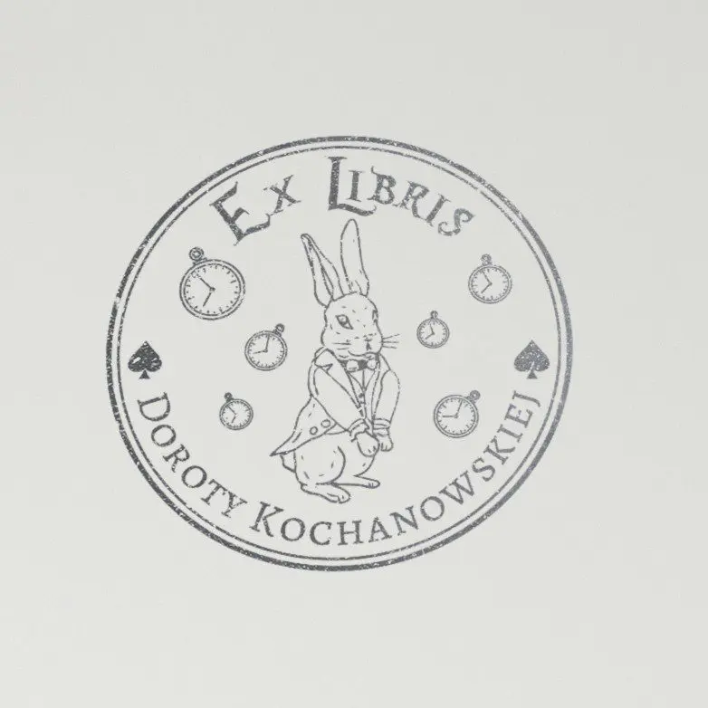 Stempel ex libris - wonderland - Królik