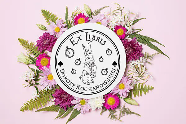 Stempel-ex-libris---wonderland---Królik