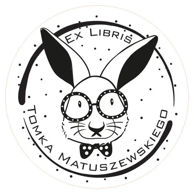 Królik w okularach w okularach_pieczątka ex libris