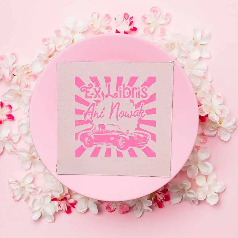 Pieczątka-ex-libris---seria-barbie---samochód-Chevrolet-Corvette-2