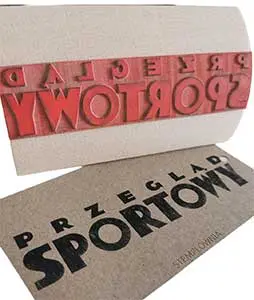 pieczątka firmowa w rozmiarze XXL na kołysce z logo wykonana przez stemplownia dla przegląd sportowy 