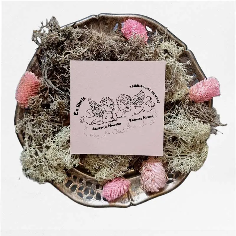 ex libris dla pary Amorki. Prezent na walentynki dla książkoholika. Zestaw ex libris