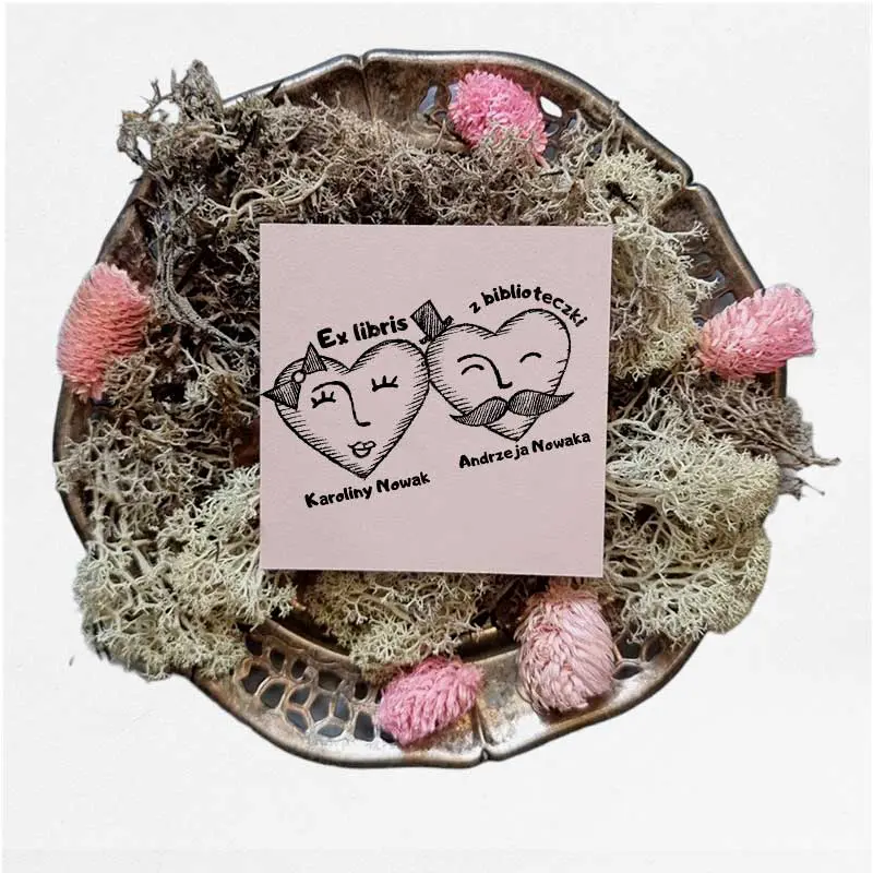 Zestaw pieczątek ex libris dla pary serca