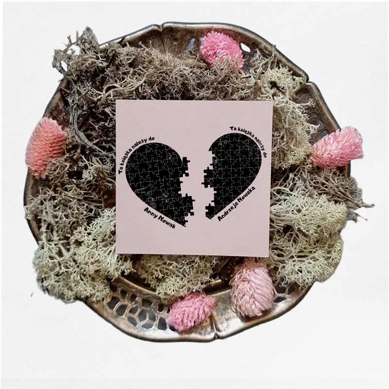 Zestaw pieczątek ex libris dla pary puzzle serce