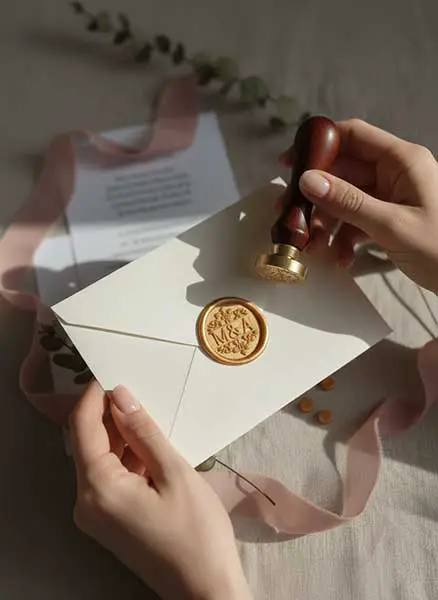 Okrągły stempel do laku 25 mm, mosiężny, złoty lak z herbem na kamieniu, uniwersalny rozmiar, profesjonalny design.