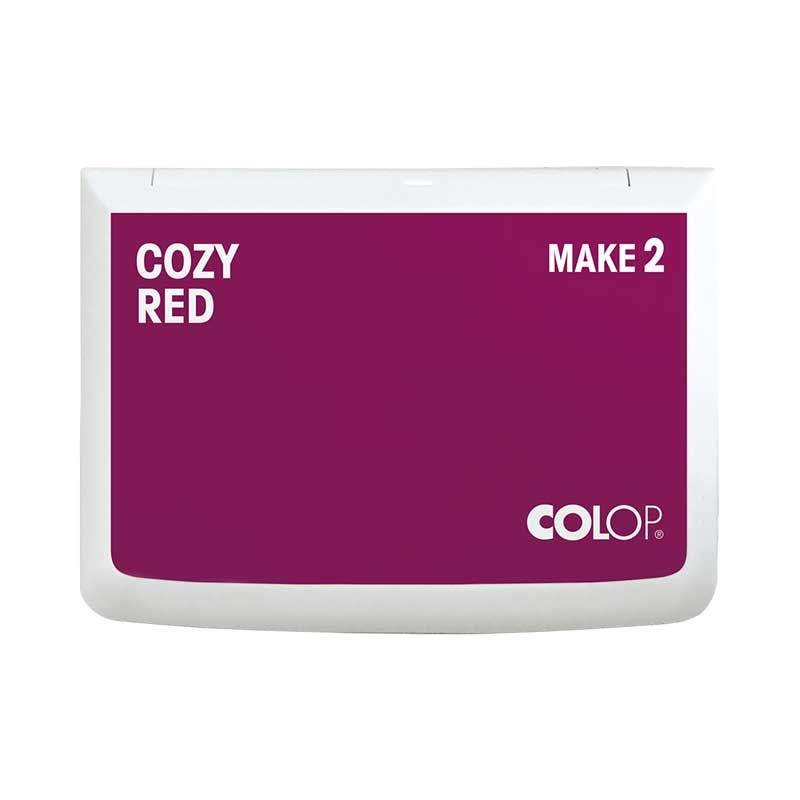 Biała poduszka do stempli COLOP MAKE 2 z etykietą Cozy Red w kolorze fuksji