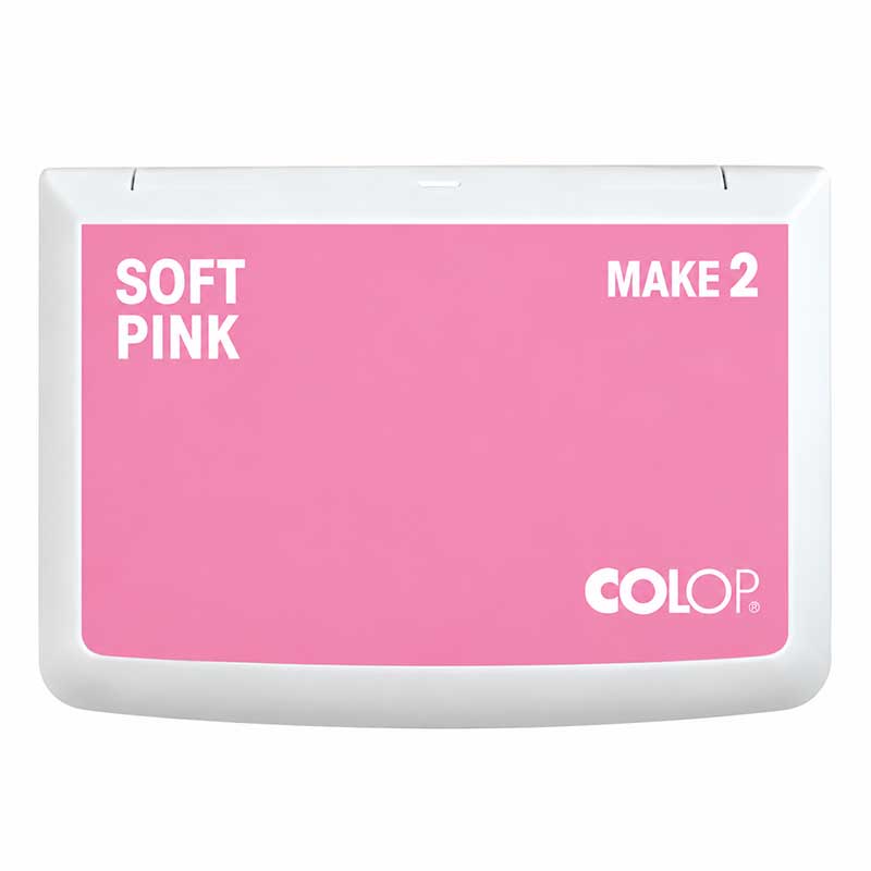 Biała poduszka do stempli COLOP MAKE 2 z pasteloworóżową etykietą Soft Pink
