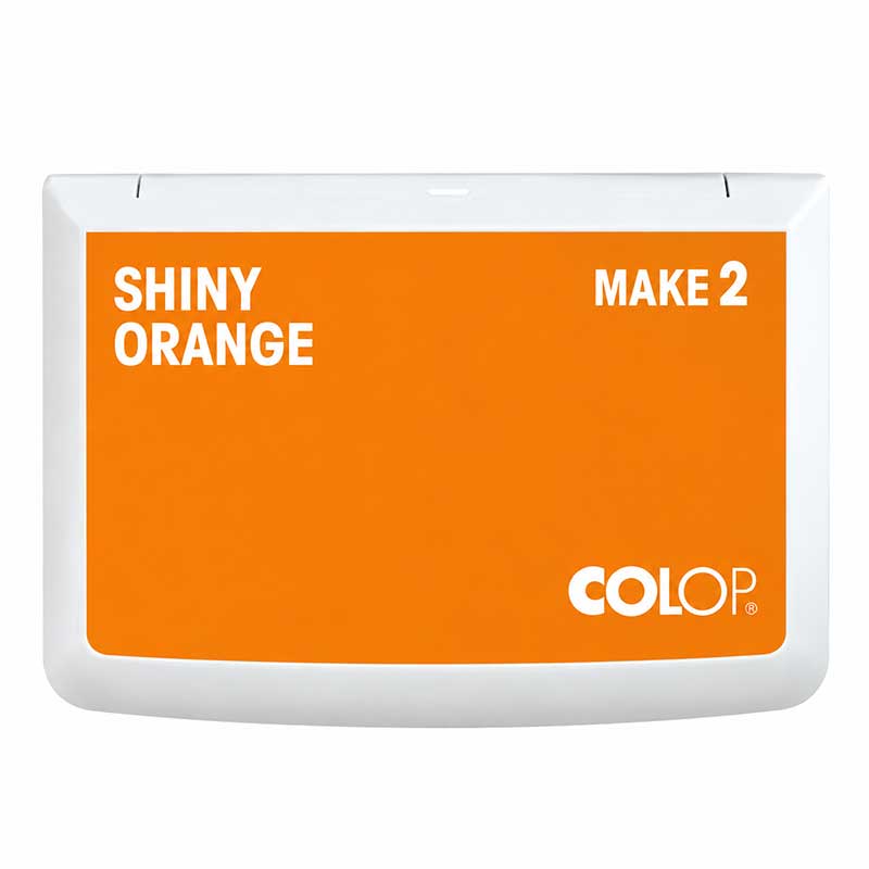 Biała poduszka do stempli COLOP MAKE 2 z pomarańczową etykietą Shiny Orange