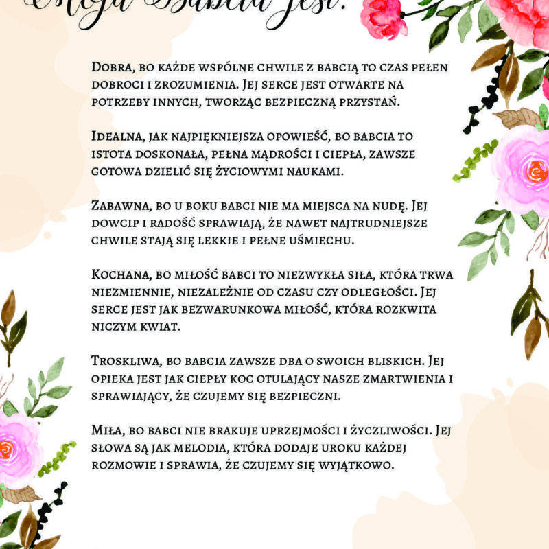 Dyplom dla babci do samodzielnego wydruku