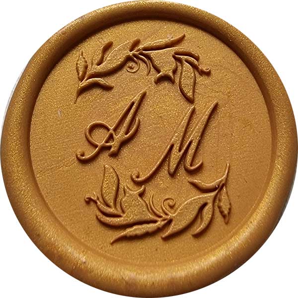 Pieczęć do laku z monogramem Piórka – Personalizowany stempel ślubny
