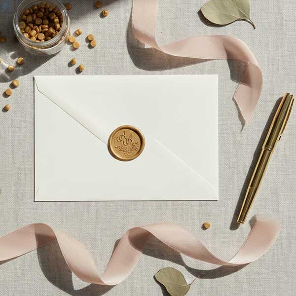 Okrągły stempel do laku 25 mm, mosiężny, złoty lak z herbem na kamieniu, uniwersalny rozmiar, profesjonalny design.